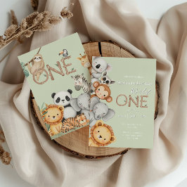 Invitación Pastel Tropical Salvaje Una Selva Animales Safari