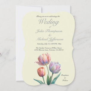 Invitación Pastel Tulip Boda Suite Típografía elegante