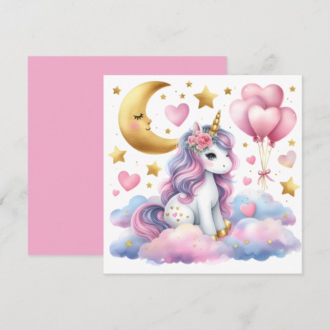 Invitación Pastel Unicorn (Anverso / Reverso)