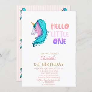 Invitación Pastel Unicorn Striped Hello Little Day