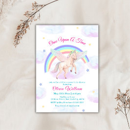 Invitación Pastel Unicornio Rainbow Fairytale Baby Shower
