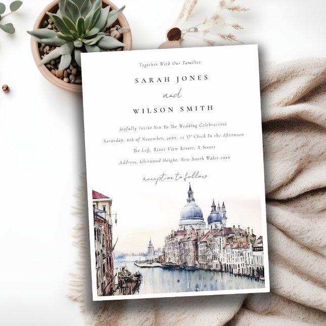 Invitación Pastel Venice Italy Canals Watercolor Boda (Subido por el creador)