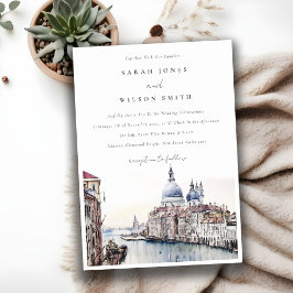 Invitación Pastel Venice Italy Canals Watercolor Boda