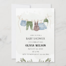 Invitación Pastel Verde Beige para Baby Shower