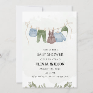 Invitación Pastel Verde Beige para Baby Shower