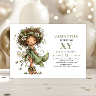 Invitación Pastel Verde de Cumpleaños de Niña Hada