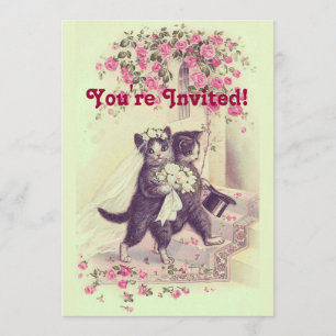 Invitación Pastel verde de gatos Bodas