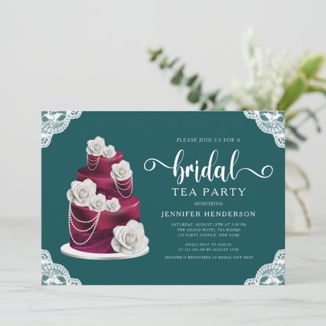Invitación Pastel Verde Esmeralda Y Fiesta De Té De Novias De (Anverso de pie)