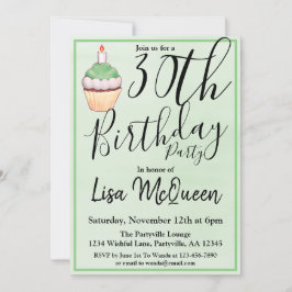 Invitación Pastel verde Fiesta de cumpleaños número 30