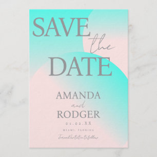 Invitación Pastel Verde Rosa Geométrico Save the Date