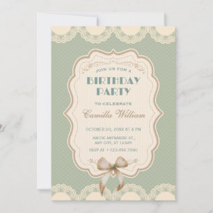 Invitación Pastel verde vintage clásico cumpleaños