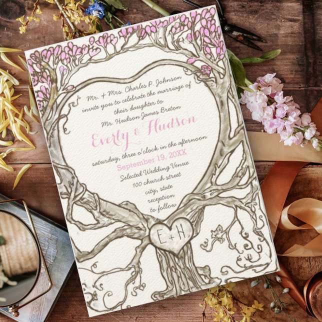 Invitación Pastel Veri Pink Boho Heart Shaped (Subido por el creador)