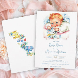 Invitación Pastel Vintage Baby Girl Baby Shower Invitation