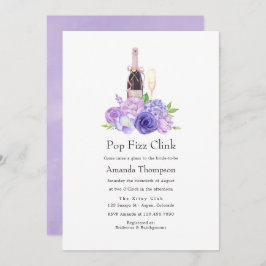 Invitación Pastel Violet Floral Pop Fizz Clink Ducha De Novia
