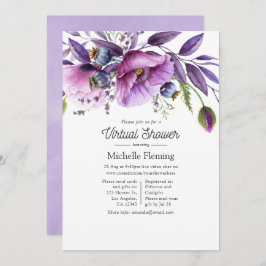 Invitación Pastel Violet Poppy Floral Virtual Baby Shower