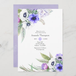 Invitación Pastel Violet y Plum Floral Bridal Shower