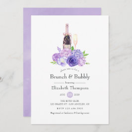 Invitación Pastel Violeta Floral Brunch & Bubbly Bridal Showe