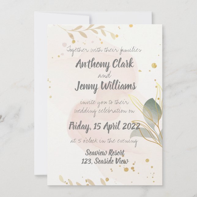 Invitación Pastel Watercolor Boda moderno (Anverso)