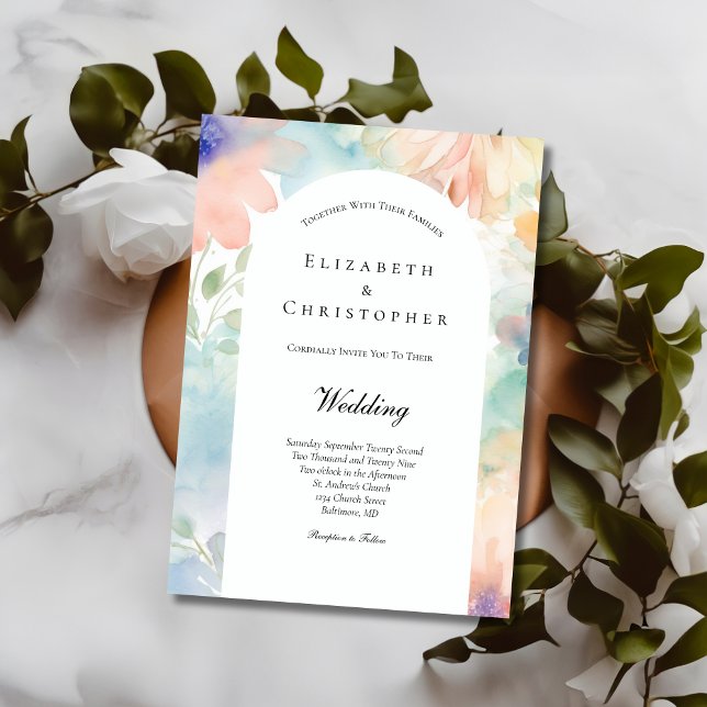 Invitación Pastel Watercolor Floral Elegante Boda moderno (Pastel Floral Watercolor Elegant Modern Wedding Invitation)