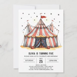 Invitación Pastel Watercolor Joy Circus Birthday