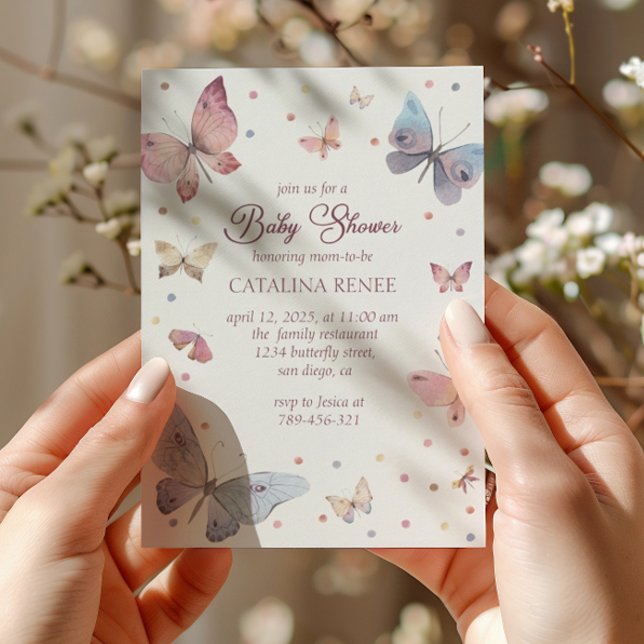 Invitación Pastel Watercolor Mariposa Baby Shower (Subido por el creador)