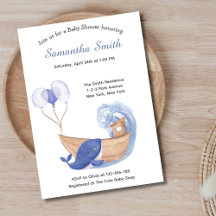 Pastel Watercolor Ocean Whale Baby Shower