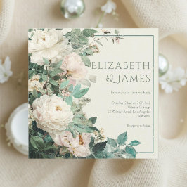 Invitación Pastel Watercolor Rose Peonies Floral Wedding