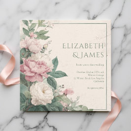 Invitación Pastel Watercolor Rose Peonies Floral Wedding