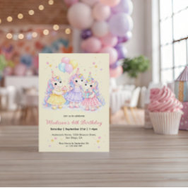 Invitación Pastel Watercolor Unicorn Girls Birthday