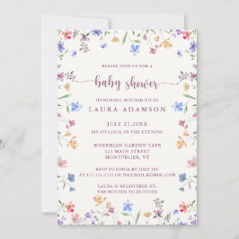Invitación Pastel Watercolor Wildflowers Garden Baby Shower