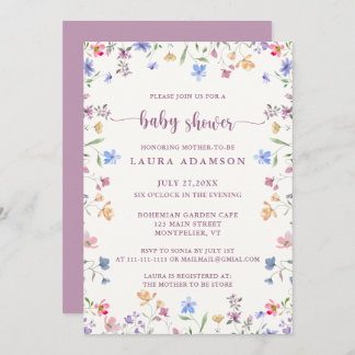 Invitación Pastel Watercolor Wildflowers Garden Baby Shower