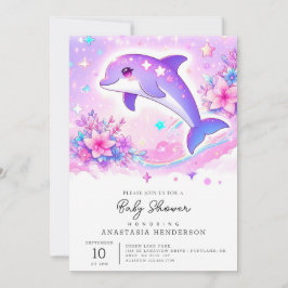 Invitación Pastel Whimsical Dolphin Baby Shower