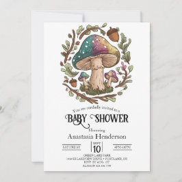 Invitación Pastel Whimsical Mushroom Baby Shower Digital