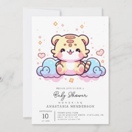 Invitación Pastel Whimsical Tiger Baby Shower
