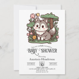 Invitación Pastel Whimsical Wolf Baby Shower