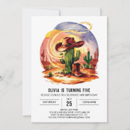 Invitación Pastel Wild West Cowboy Cumpleaños