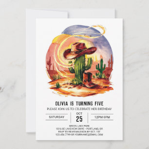 Invitación Pastel Wild West Cowboy Cumpleaños