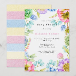 Invitación Pastel Wildflower Florals Neutral Baby Shower