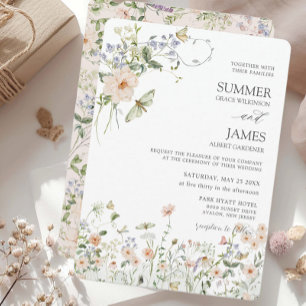 Invitación Pastel Wildflower Garden Delicate Boda Floral