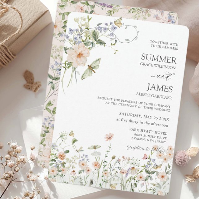 Invitación Pastel Wildflower Garden Delicate Boda Floral (Subido por el creador)