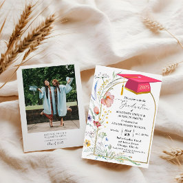 Invitación Pastel Wildflower Garden Twin Graduation Party