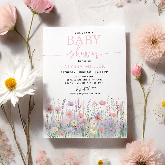 Invitación Pastel Wildflower Meadow Baby Shower (Subido por el creador)