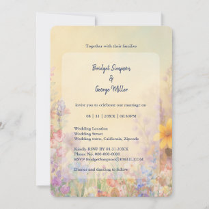 Invitación Pastel Wildflower Meadow Barn Boda