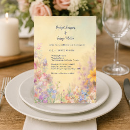 Invitación Pastel Wildflower Meadow Barn Boda