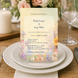 Invitación Pastel Wildflower Meadow Barn Boda