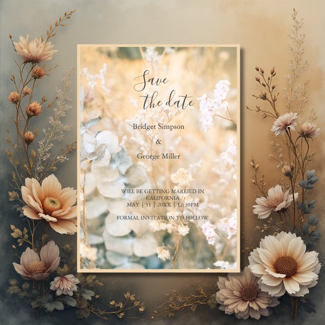 Invitación Pastel Wildflower Meadow Boda a salvo la fecha (Subido por el creador)