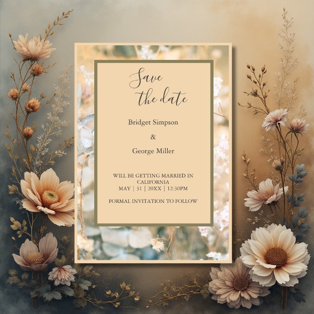 Invitación Pastel Wildflower Meadow Boda a salvo la fecha (Subido por el creador)