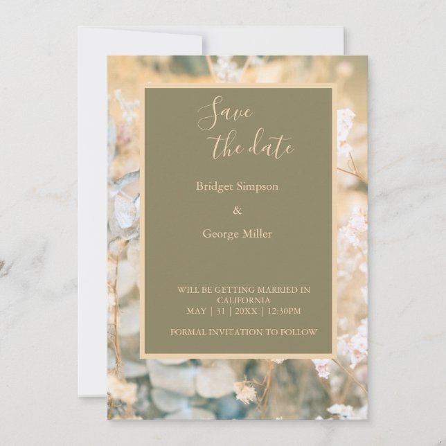 Invitación Pastel Wildflower Meadow Boda a salvo la fecha (Anverso)