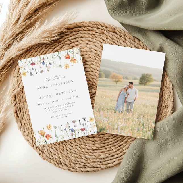 Invitación Pastel Wildflower Photo Wedding Invitation (Subido por el creador)