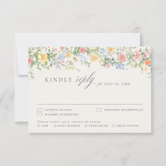 Invitación Pastel Wildflower Spring Garden Floral RSVP Card